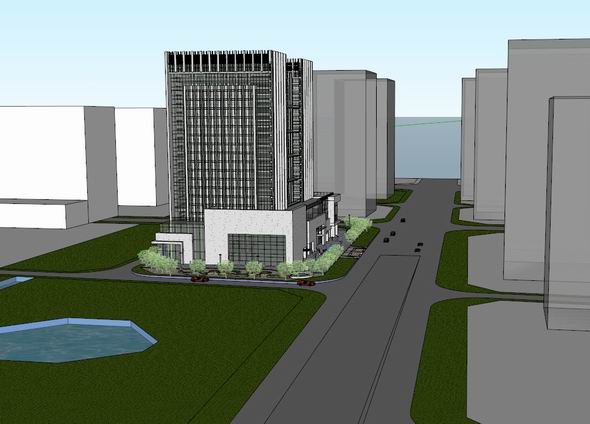 Sketchup办公模型|高层办公楼，现代风格