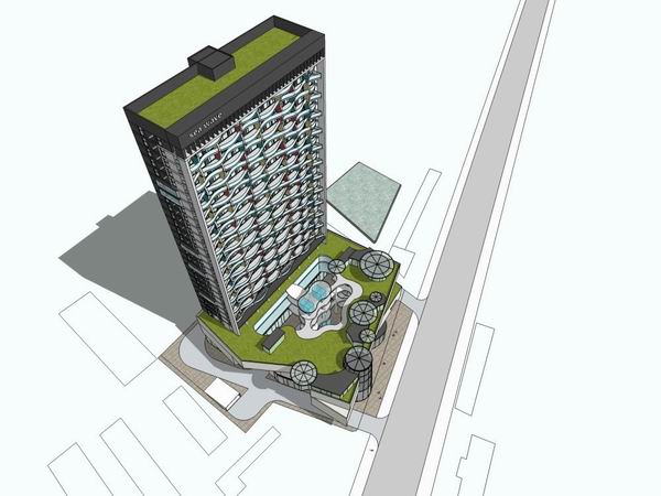 Sketchup办公模型|高层办公楼，商业，现代风格