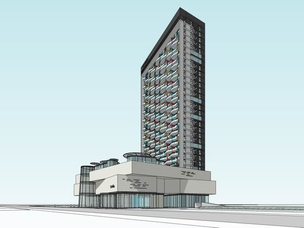 Sketchup办公模型|高层办公楼，商业，现代风格