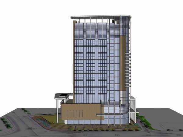 Sketchup办公模型|高层办公楼，现代风格