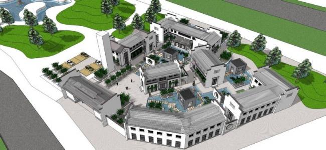 Sketchup商业模型|多层会所，中式风格