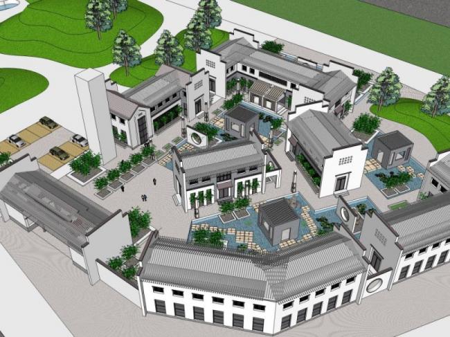 Sketchup商业模型|多层会所，中式风格