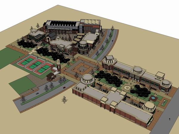 Sketchup商业模型|多层商业街，步行街，美式古典风格