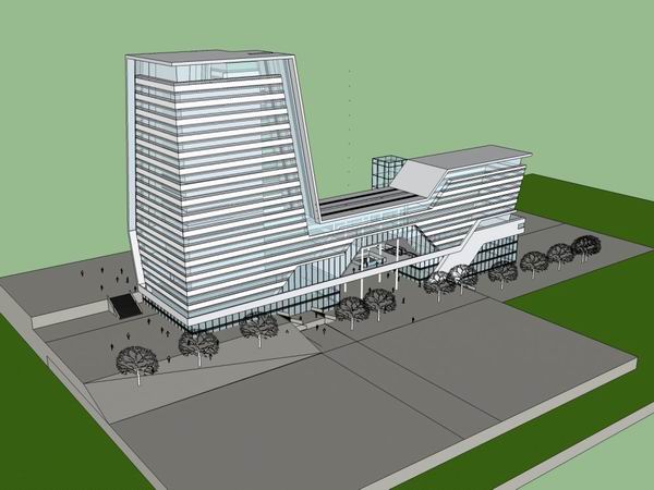 Sketchup办公模型|高层办公楼，现代风格