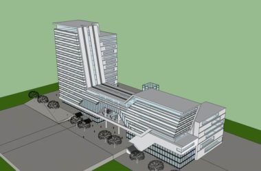 Sketchup办公模型|高层办公楼，现代风格-BIM建筑网