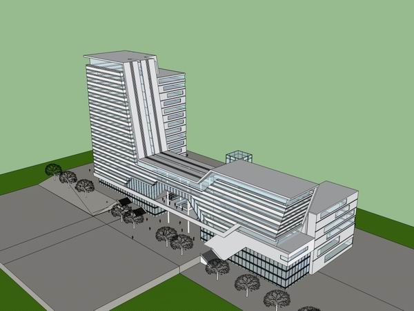 Sketchup办公模型|高层办公楼，现代风格