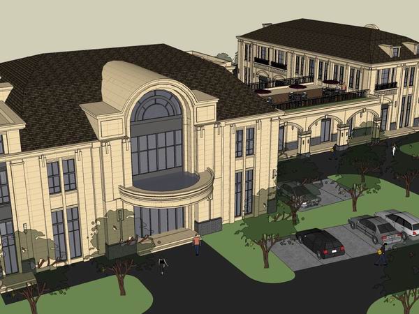 Sketchup住宅模型|多层会所，法式古典风格