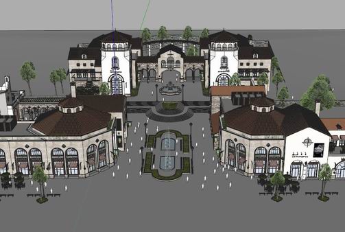 Sketchup商业模型|多层商业街，古典风格