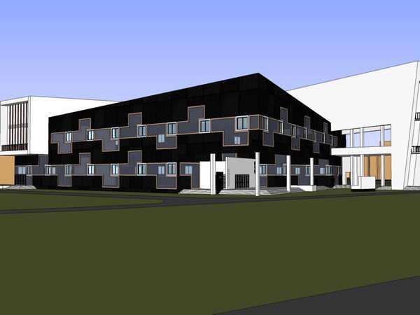 Sketchup学校模型|多层辽宁美术职业学校，校园教育建筑，现代风格