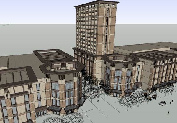 Sketchup商业模型|多层商业街，古典风格