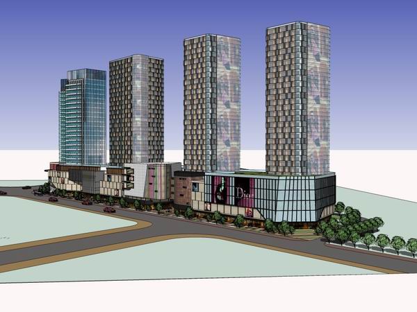 Sketchup综合体模型|多层高层综合体，办公楼，酒店，商业，现代风格