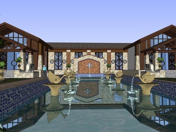 Sketchup住宅模型|多层售楼处，住宅，古典风格