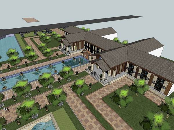 Sketchup住宅模型|多层售楼处，住宅，古典风格