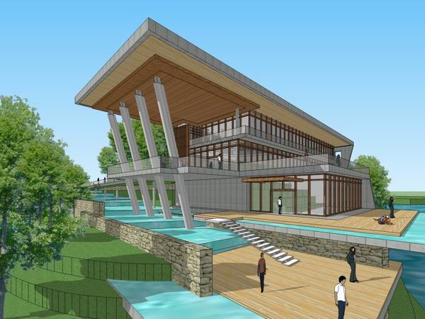 Sketchup景观模型|多层休闲景观会所，现代风格