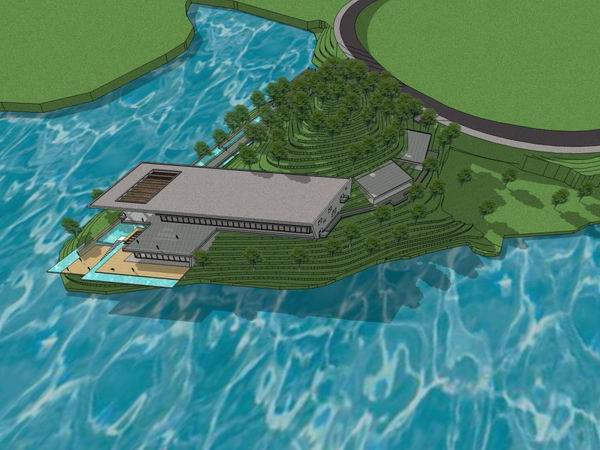 Sketchup景观模型|多层休闲景观会所，现代风格