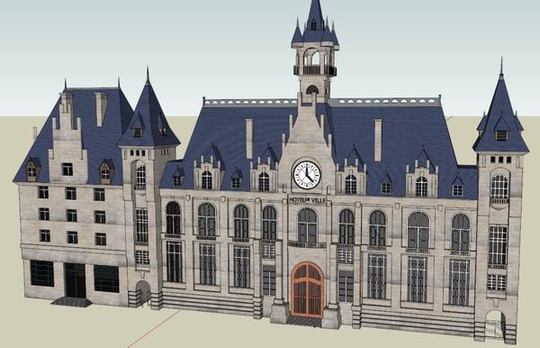 Sketchup酒店模型|多层酒店，欧式古典风格