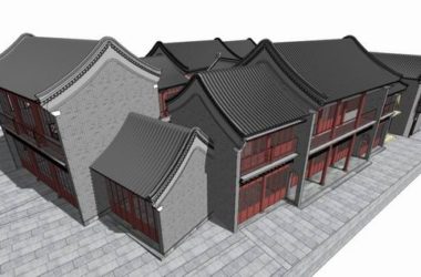 Sketchup古建筑模型|多层卷棚顶建筑群，中式风格，古建-BIM建筑网