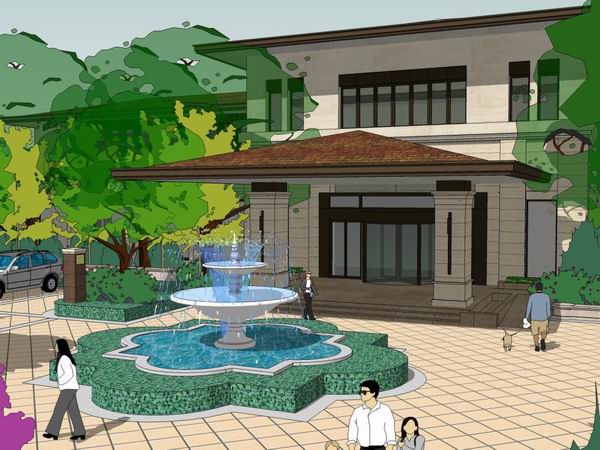 Sketchup商业模型|多层金地国际广场入口，商业，古典风格