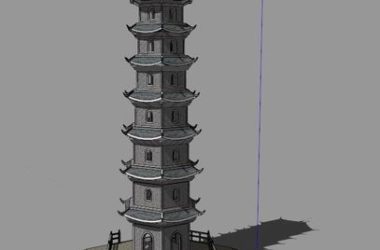 Sketchup古建筑模型|多层古塔，七层景观塔，中式风格，古建-BIM建筑网