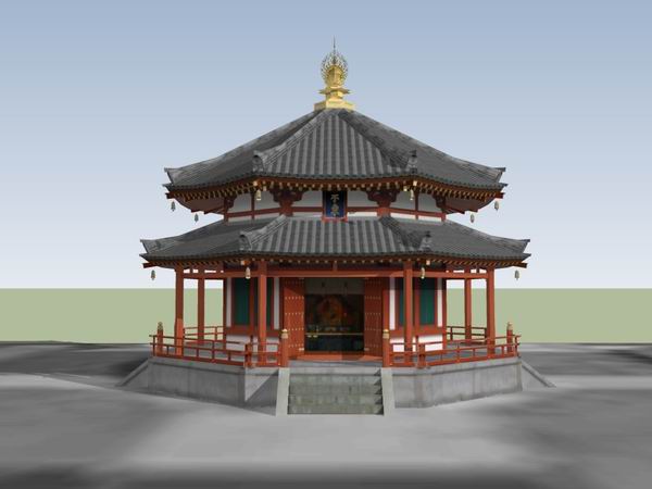 Sketchup古建筑模型|多层古塔，中式风格，古建
