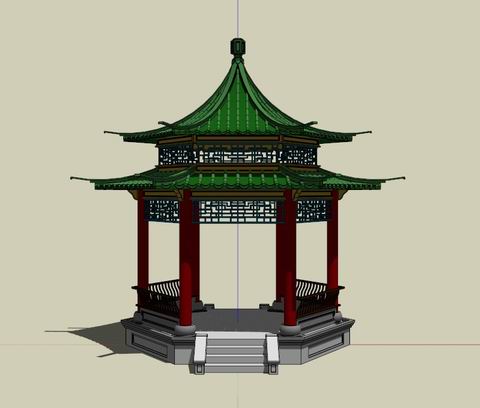 Sketchup小品模型|亭子，中式风格，小品