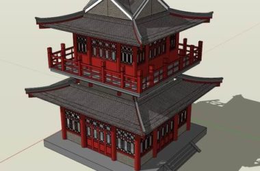 Sketchup古建筑模型|多层唐代阁楼，中式风格，古建-BIM建筑网