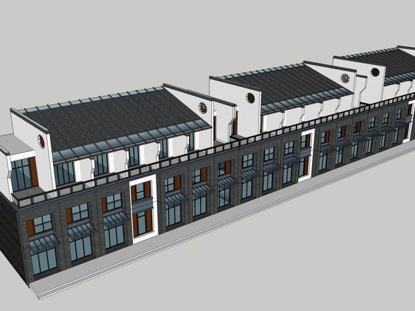 Sketchup商业模型|多层商铺，商业，中式古典风格