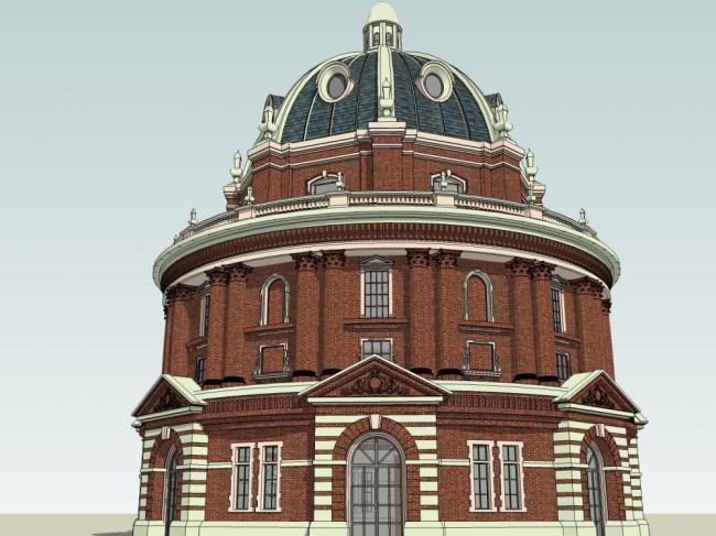 Sketchup古建筑模型|多层穹顶古塔，英式古典风格，古建