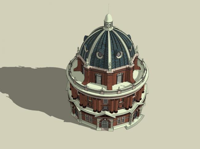 Sketchup古建筑模型|多层穹顶古塔，英式古典风格，古建