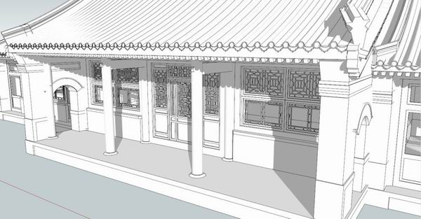 Sketchup古建筑模型|多层四合院正房，中式风格 ，古建