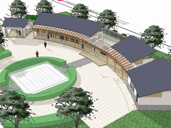 Sketchup景观模型|岭南文化景观，现代风格