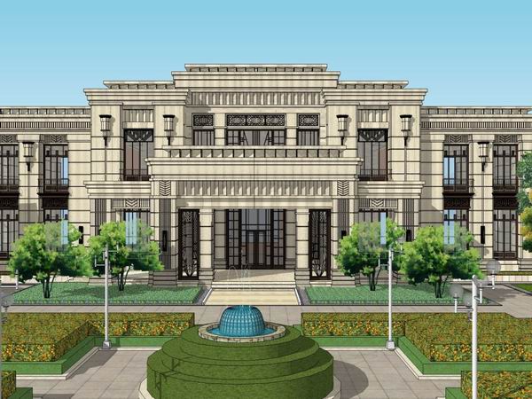 Sketchup住宅模型|多层售楼处，住宅，古典风格