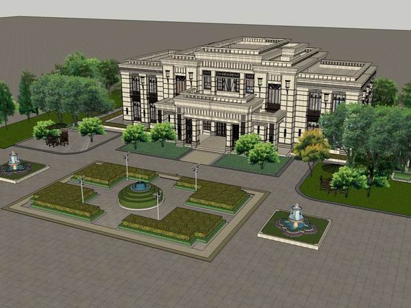 Sketchup住宅模型|多层售楼处，住宅，古典风格