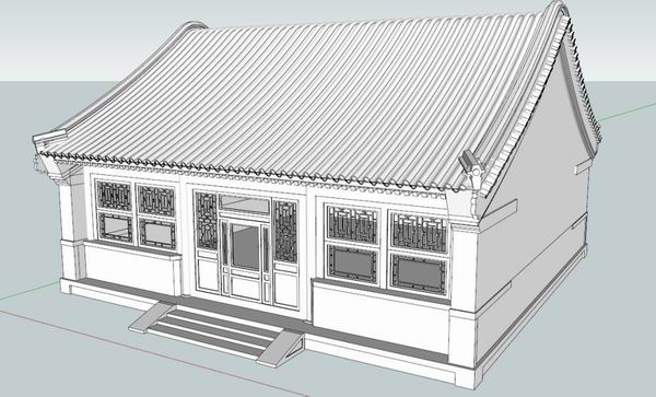 Sketchup古建筑模型|多层四合院厢房，中式风格 ，古建