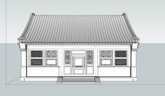 Sketchup古建筑模型|多层四合院厢房，中式风格 ，古建