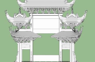Sketchup小品模型|牌坊，中式风格，小品-BIM建筑网