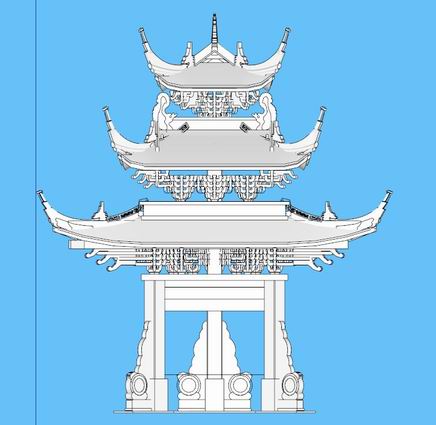 Sketchup小品模型|牌坊，中式风格，小品