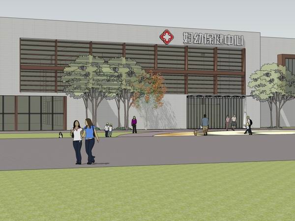 Sketchup医院模型|多层妇幼保健中心，医院医疗，现代风格