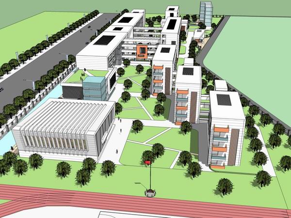 Sketchup学校模型|多层中学学校，校园教育建筑，现代风格