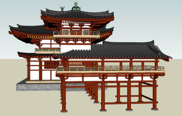 Sketchup古建筑模型|多层东亚阁楼群，中式风格 ，古建