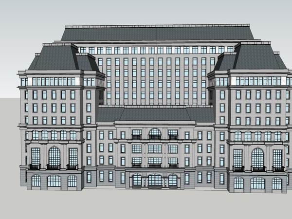 Sketchup酒店模型|高层酒店，办公，古典风格