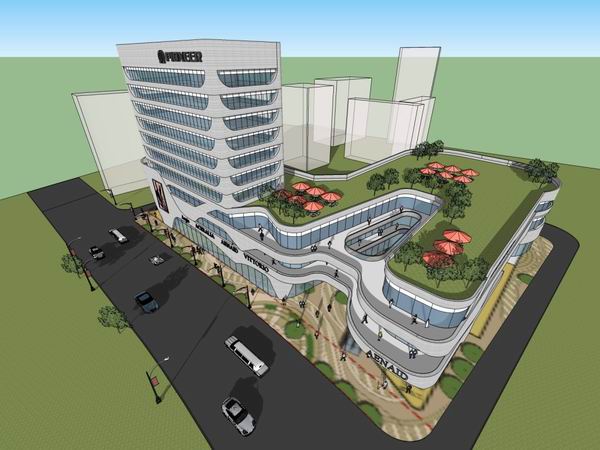 Sketchup综合体模型|多层高层混合综合体，办公楼，酒店，商业，现代风格