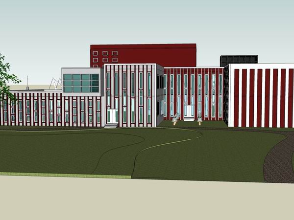Sketchup文化模型|多层土木工程图书馆，文化建筑，现代风格