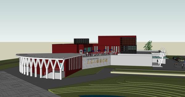 Sketchup文化模型|多层土木工程图书馆，文化建筑，现代风格