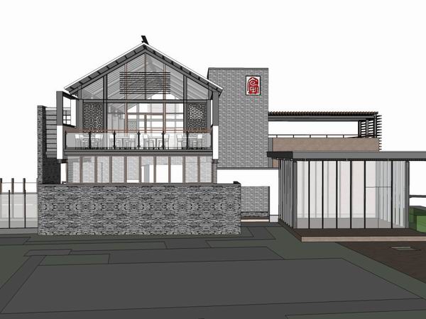 Sketchup住宅模型|多层会所，住宅，中式风格