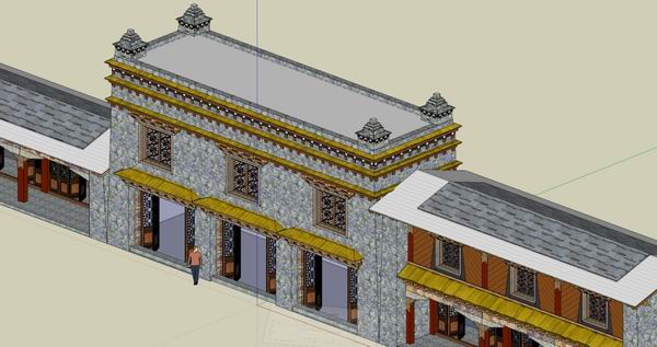Sketchup商业模型|多层藏族传统沿街商铺，商业，古典风格