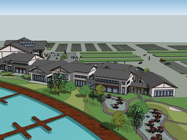 Sketchup酒店模型|多层度假酒店，中式风格