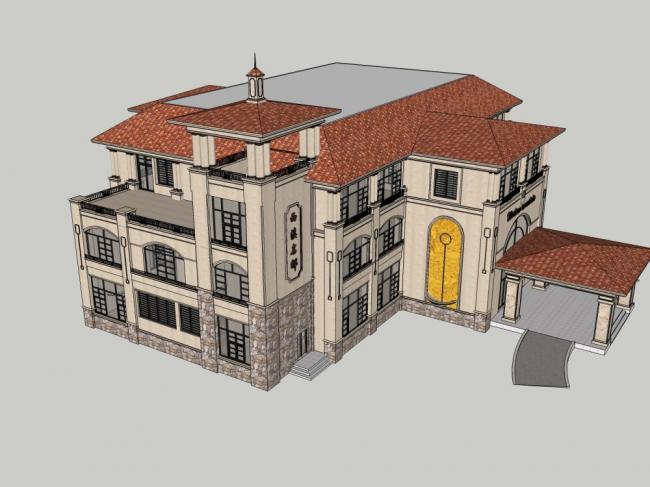 Sketchup住宅模型|多层西溪名邸会所，住宅，欧式古典风格