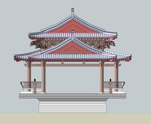 Sketchup古建筑模型|多层廊桥，中式风格 ，古建