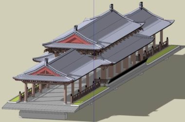 Sketchup古建筑模型|多层廊桥，中式风格 ，古建-BIM建筑网